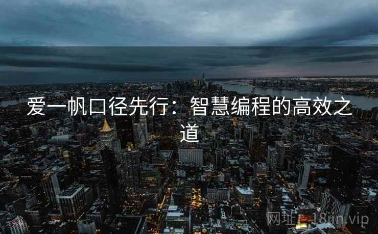 爱一帆口径先行：智慧编程的高效之道  第2张