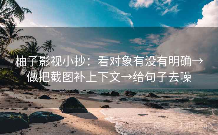 柚子影视小抄:看对象有没有明确→做把截图补上下文→给句子去噪